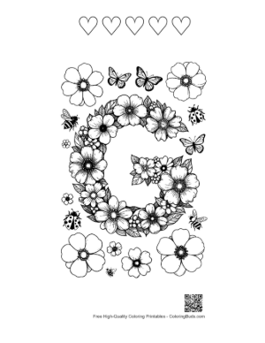 Thumbnail: Letter A-Z Coloring Sheet Printable and 5 Heart Outline