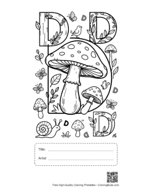 Thumbnail: Letter D with Giant Mushrooms and Snail Printable with Title and Artist Box