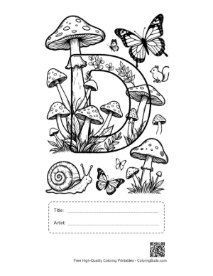 Thumbnail: Magical Toadstool Letter D with Butterflies Printable with Title and Artist Box
