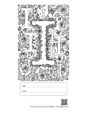 Thumbnail: Vintage Patterned Letter I Coloring Sheet Printable with Title and Artist Box