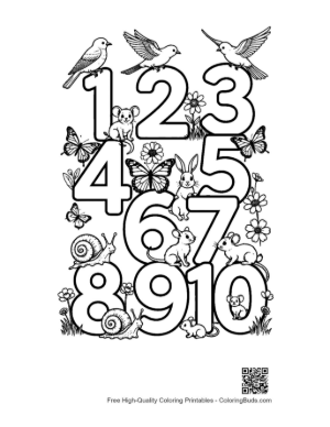 Thumbnail: Educational Numbers 1-10 Tracing and Coloring Worksheet Printable