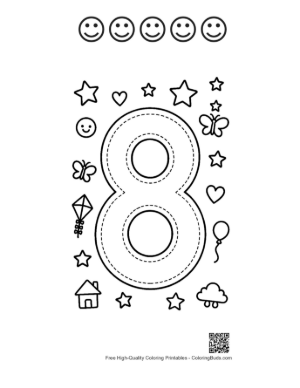 Thumbnail: Free Number 1-10 Coloring Page Printable with 5 Happy Face Outlines