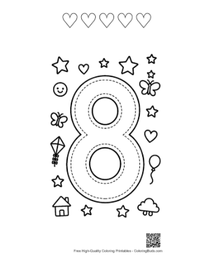 Thumbnail: Free Number 1-10 Coloring Page Printable with 5 Heart Outlines