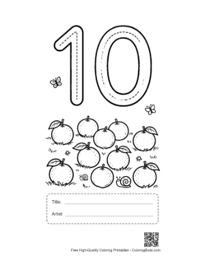 Thumbnail: Number 10 Tracing Page with Fresh Garden Fruit Printable with Title and Artist Box