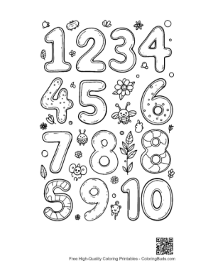 Thumbnail: Number Recognition 1-10 Coloring Page with Star Patterns Printable