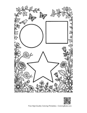 Thumbnail: Basic Geometry Coloring Page Featuring Stars, Circles and Squares Printable