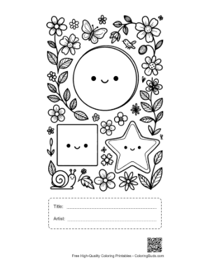 Thumbnail: Circle Square Star Coloring Page Printable with Title and Artist Box