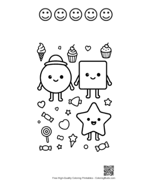Thumbnail: Circle Square Star Printable and 5 Happy Face Outline