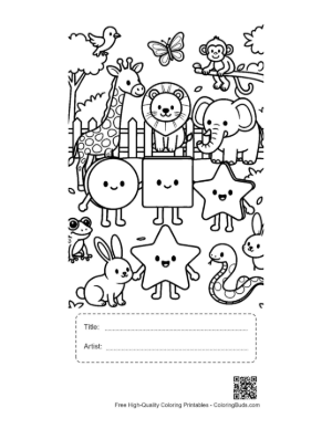 Thumbnail: Easy Circle Square Star Coloring Sheet Printable with Title and Artist Box
