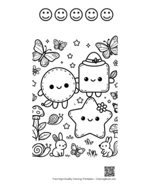 Thumbnail: Free Circle Square Star Printable and 5 Happy Face Outline