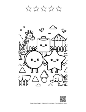 Thumbnail: Safari Adventure with Circle, Square, and Star Characters Printable and 5 Star Outline