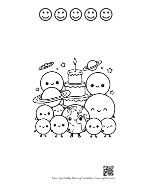 Thumbnail: Cute Planets Coloring Sheet Printable and 5 Happy Face Outline