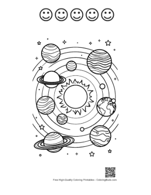 Thumbnail: Cute Planets Printable and 5 Happy Face Outline