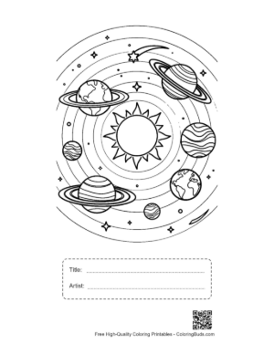 Thumbnail: Detailed Astronomical Map of Planets and Sun Printable with Title and Artist Box
