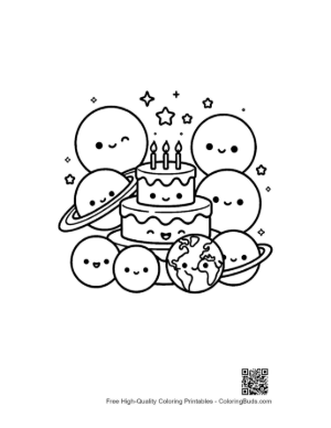 Thumbnail: Happy Planets Celebrating with a Space Cake Printable