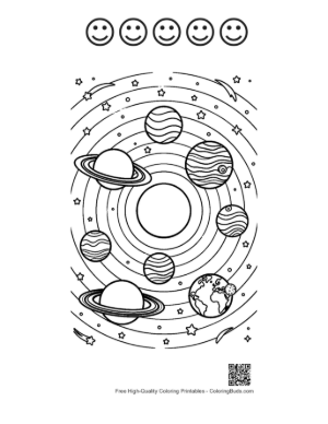 Thumbnail: Planets Coloring Sheet Printable and 5 Happy Face Outline