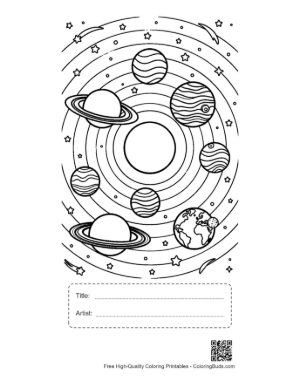 Thumbnail: Planets Coloring Sheet Printable with Title and Artist Box