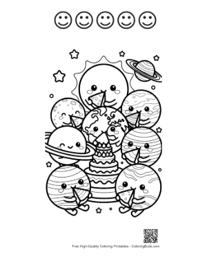 Thumbnail: Planets for Kids Printable and 5 Happy Face Outline