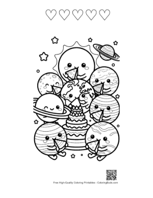Thumbnail: Planets for Kids Printable and 5 Heart Outline