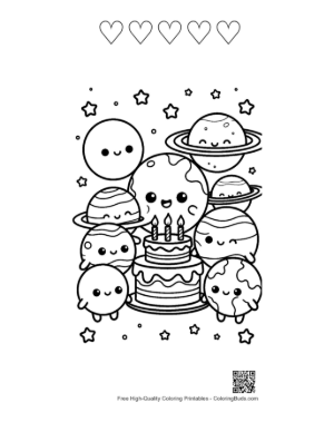 Thumbnail: Planets for Kids Printable and 5 Heart Outline