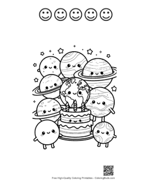 Thumbnail: Planets Printable and 5 Happy Face Outline