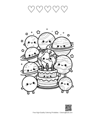 Thumbnail: Planets Printable and 5 Heart Outline