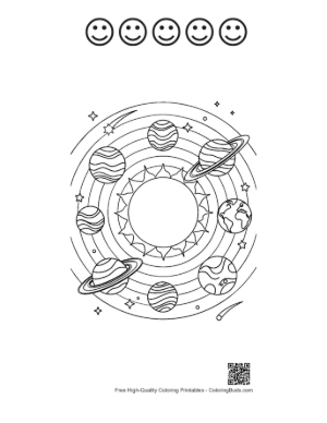 Thumbnail: Planets to Color Printable and 5 Happy Face Outline