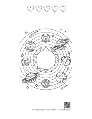 Thumbnail: Planets to Color Printable and 5 Heart Outline