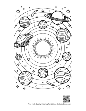 Thumbnail: Spherical Planets Orbiting a Glowing Star Printable