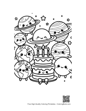 Thumbnail: Stack of Cute Planets and Sun with a Cake Printable
