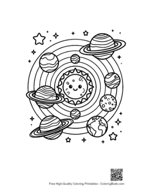 Thumbnail: Universe Exploration with Planets and Solar Flare Printable