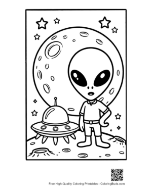Thumbnail: Alien Astronaut Watching Giant Planet Printable