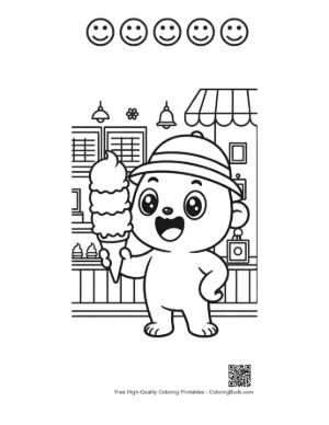 Thumbnail: Alien Chef at Magic Ice Cream Shop Printable and 5 Happy Face Outline