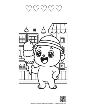 Thumbnail: Alien Chef at Magic Ice Cream Shop Printable and 5 Heart Outline