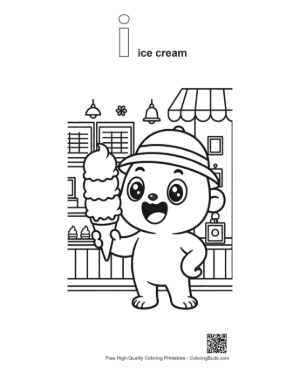 Thumbnail: Alien Chef at Magic Ice Cream Shop Printable Outline Alphabet I Ice Cream