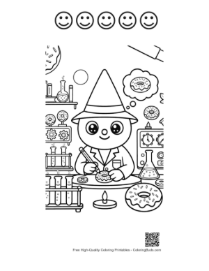 Thumbnail: Alien Scientist Doing Lab Experiment Printable and 5 Happy Face Outline