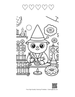 Thumbnail: Alien Scientist Doing Lab Experiment Printable and 5 Heart Outline