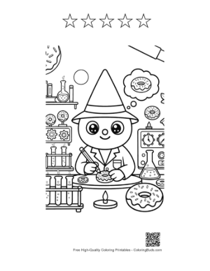 Thumbnail: Alien Scientist Doing Lab Experiment Printable and 5 Star Outline