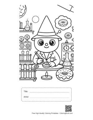 Thumbnail: Alien Scientist Doing Lab Experiment Printable with Title and Artist Box