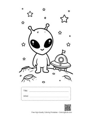 Thumbnail: Easy Little Green Man Printable with Title and Artist Box