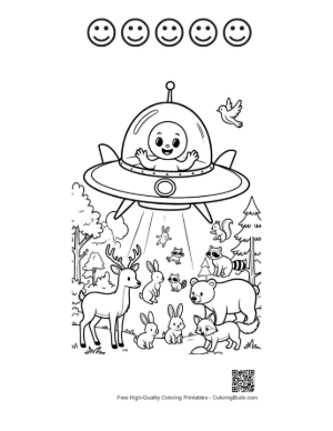 Thumbnail: Sci-Fi Alien Adventure in the Woods Printable and 5 Happy Face Outline
