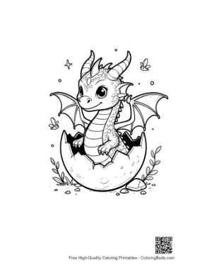Thumbnail: Adorable Newborn Fire Dragon in an Eggshell Printable