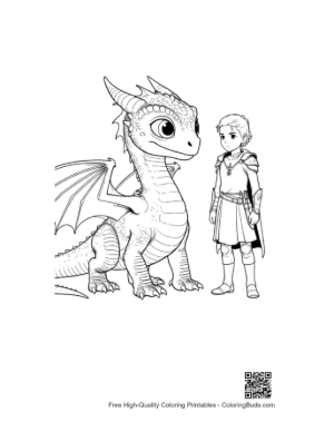 Thumbnail: Baby Dragon and Young Knight Standing Together