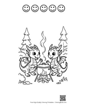 Thumbnail: Baby Dragon Printable and 5 Happy Face Outline