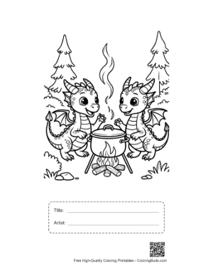 Thumbnail: Baby Dragon Printable with Title and Artist Box