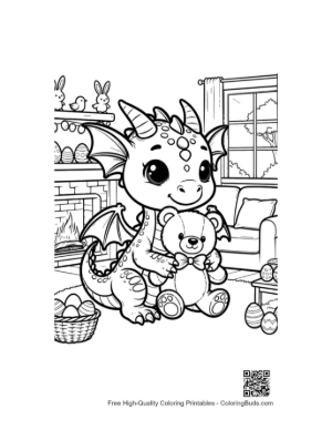 Thumbnail: Baby Dragon Resting with Stuffed Animal Printable
