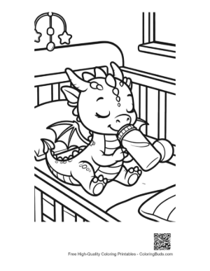 Thumbnail: Baby Dragon Sleeping Peacefully in Crib Printable