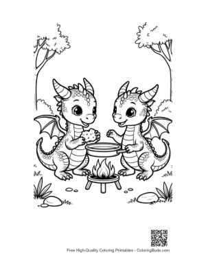 Thumbnail: Baby Dragon Teamwork at Campfire Printable
