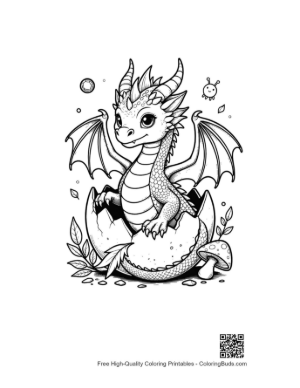 Thumbnail: Cute Baby Dragon Hatching from a Magic Egg Printable