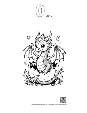 Thumbnail: Cute Baby Dragon Hatching from a Magic Egg Printable Outline Number 0